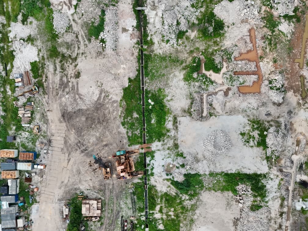 M Aurora construction site aerial — piling and earthworks on Old Klang Road