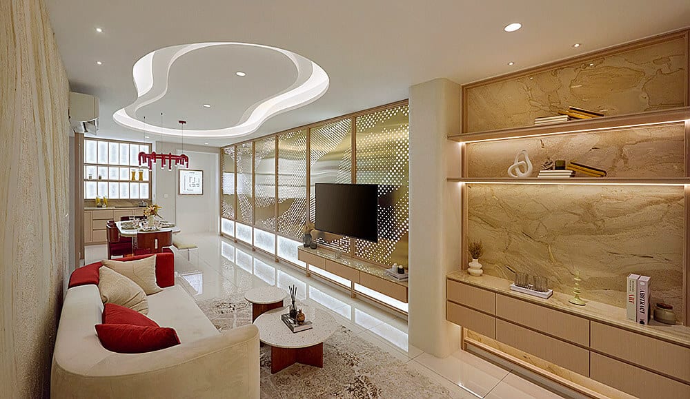 M Aurora Type B show unit living room, 737 sqft, Old Klang Road