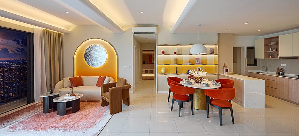 M Aurora Type C show unit open-plan living room, 858 sqft, Old Klang Road