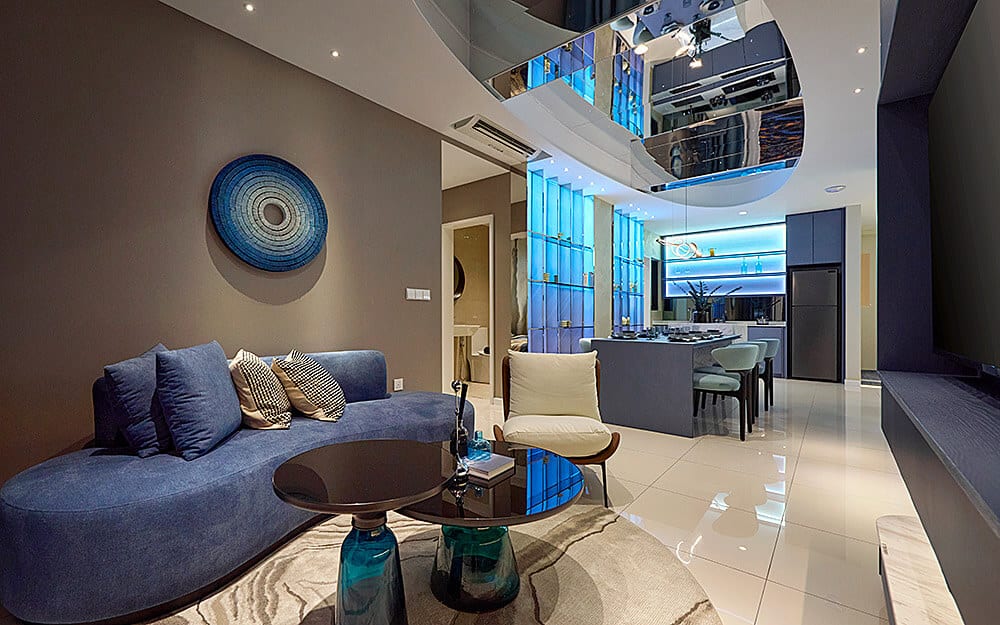 M Aurora Type E show unit living room, 1019 sqft, Old Klang Road